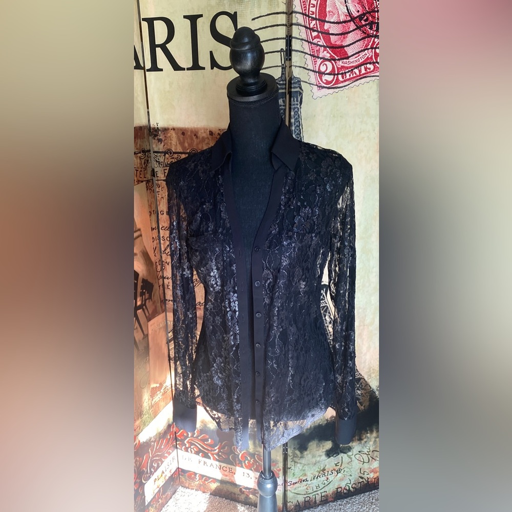 Express Black Lace Blouse, Size XS